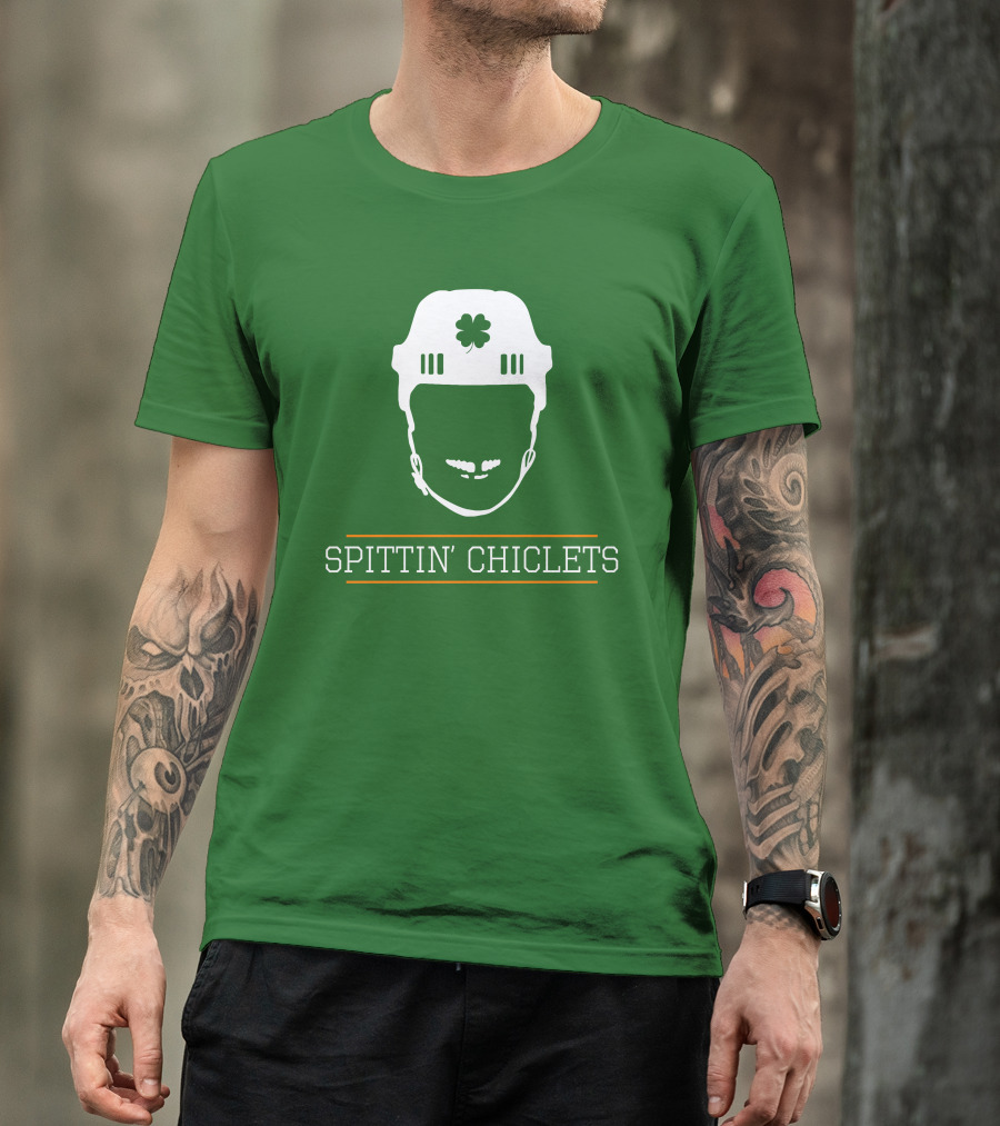 Spittin Chiclets Hockey Helmet Clover Green T-Shirt