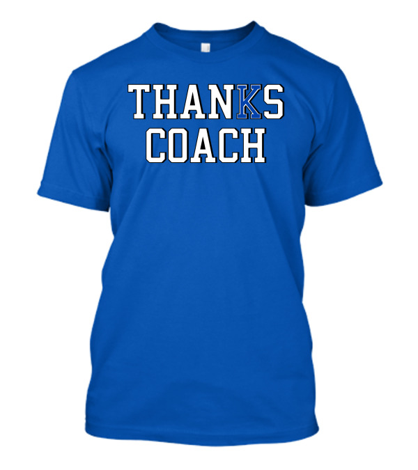 Thanks Coach Basketball Appreciation Blue Text T-Shirt