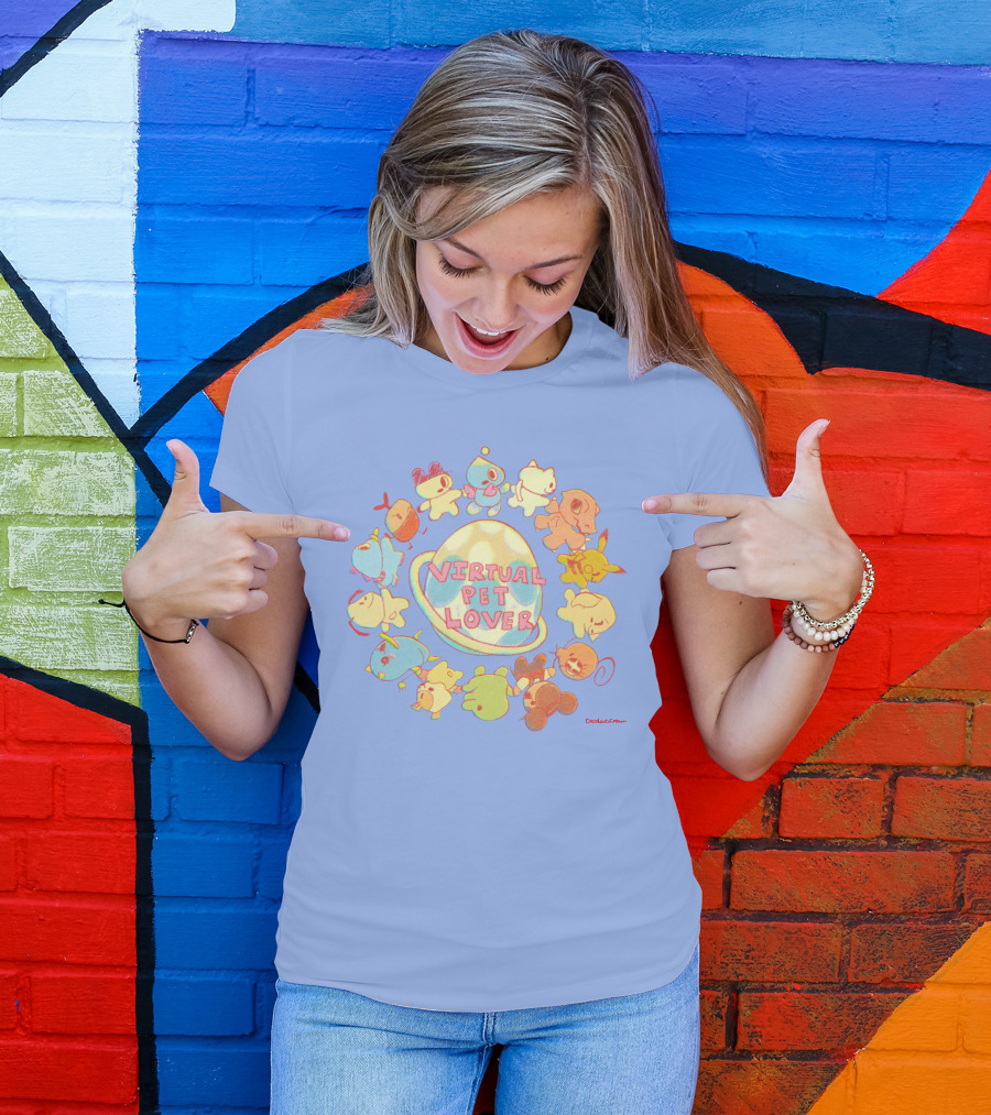 Virtual Pet Lover Colorful Cute Characters Circle T-Shirt