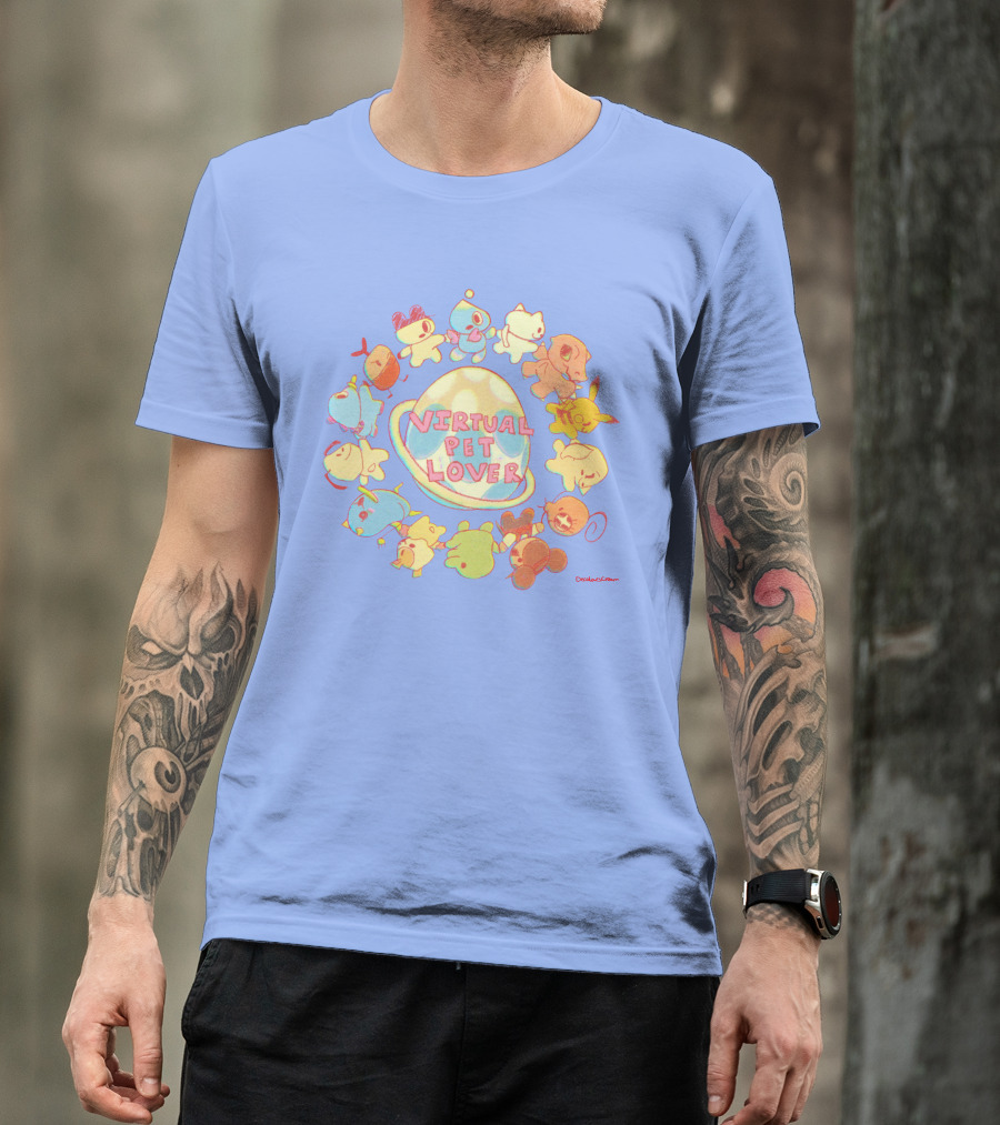 Virtual Pet Lover Colorful Cute Characters Circle T-Shirt