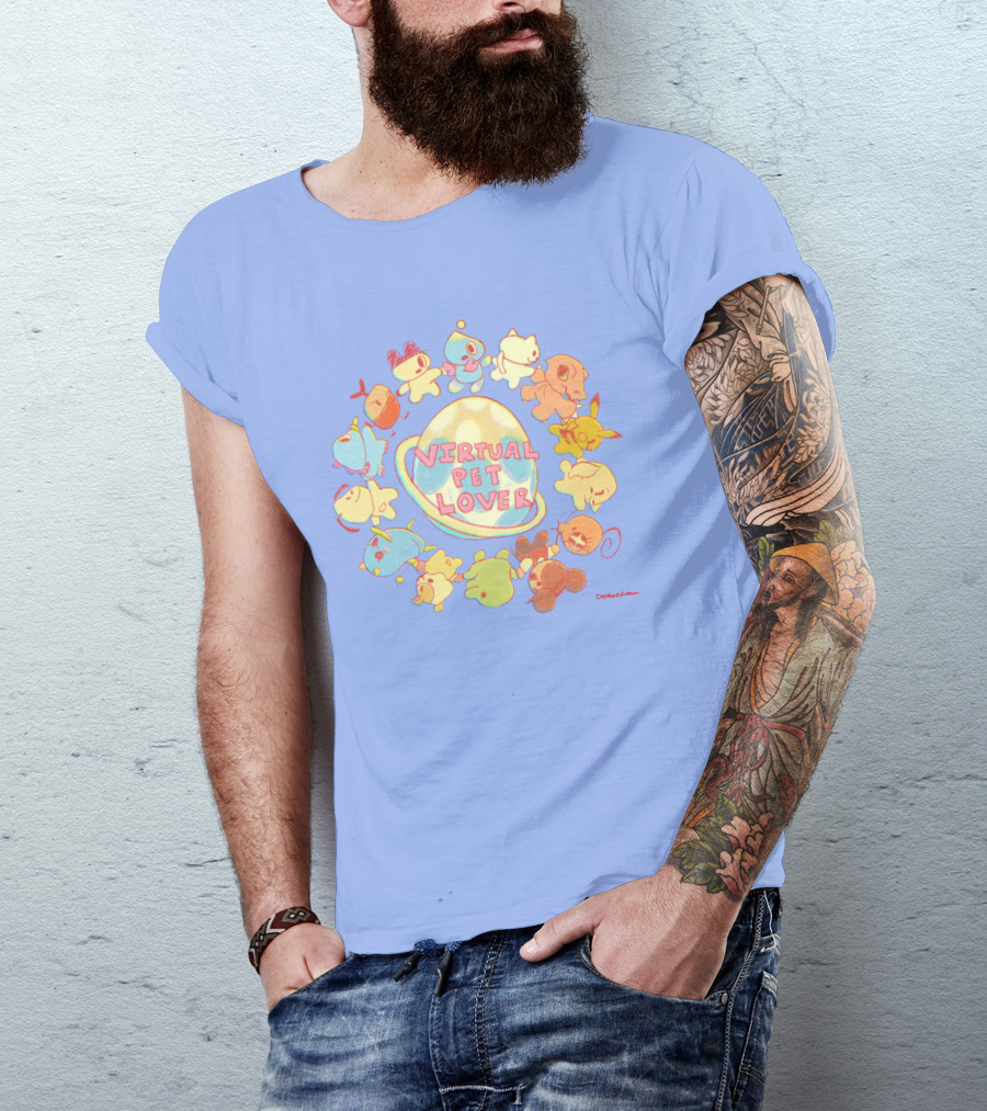 Virtual Pet Lover Colorful Cute Characters Circle T-Shirt