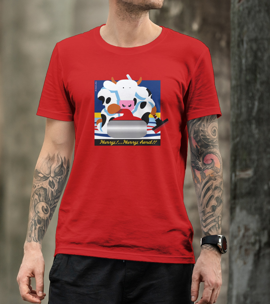 Hurry Hurry Herd Cow Curling Sweep T-Shirt