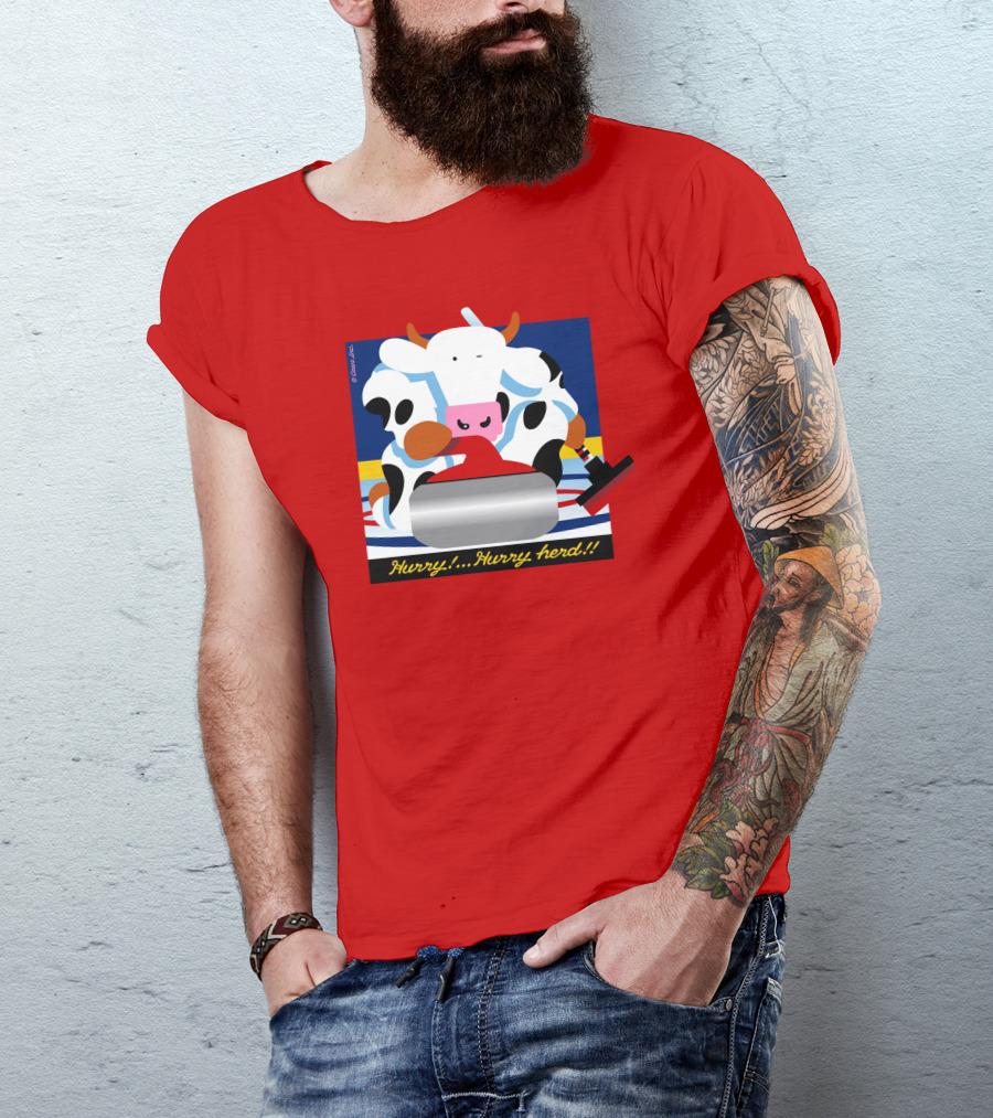 Hurry Hurry Herd Cow Curling Sweep T-Shirt
