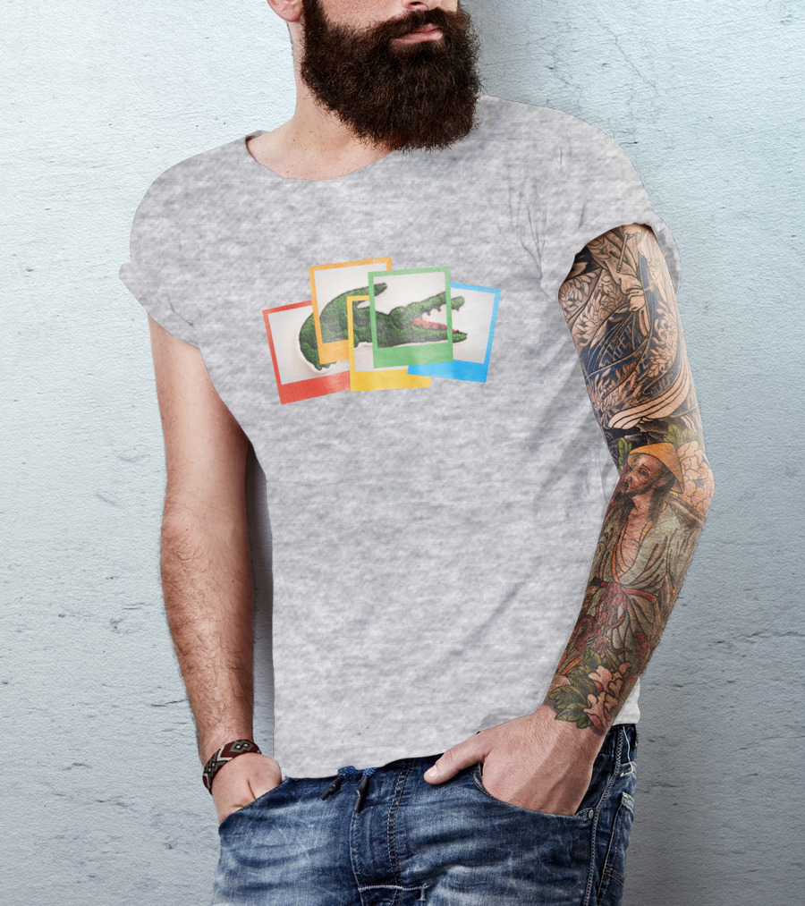 Lacoste X Polaroid Colorful Crocodile Overlapping Frames T-Shirt