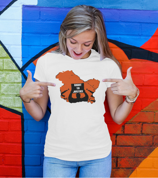 Right To Justice Protest Silhouette Inside Orange Map Shape T-Shirt