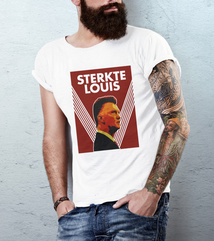 Sterkte Louis Iconic Support Poster Style With Red And White Lines T-Shirt