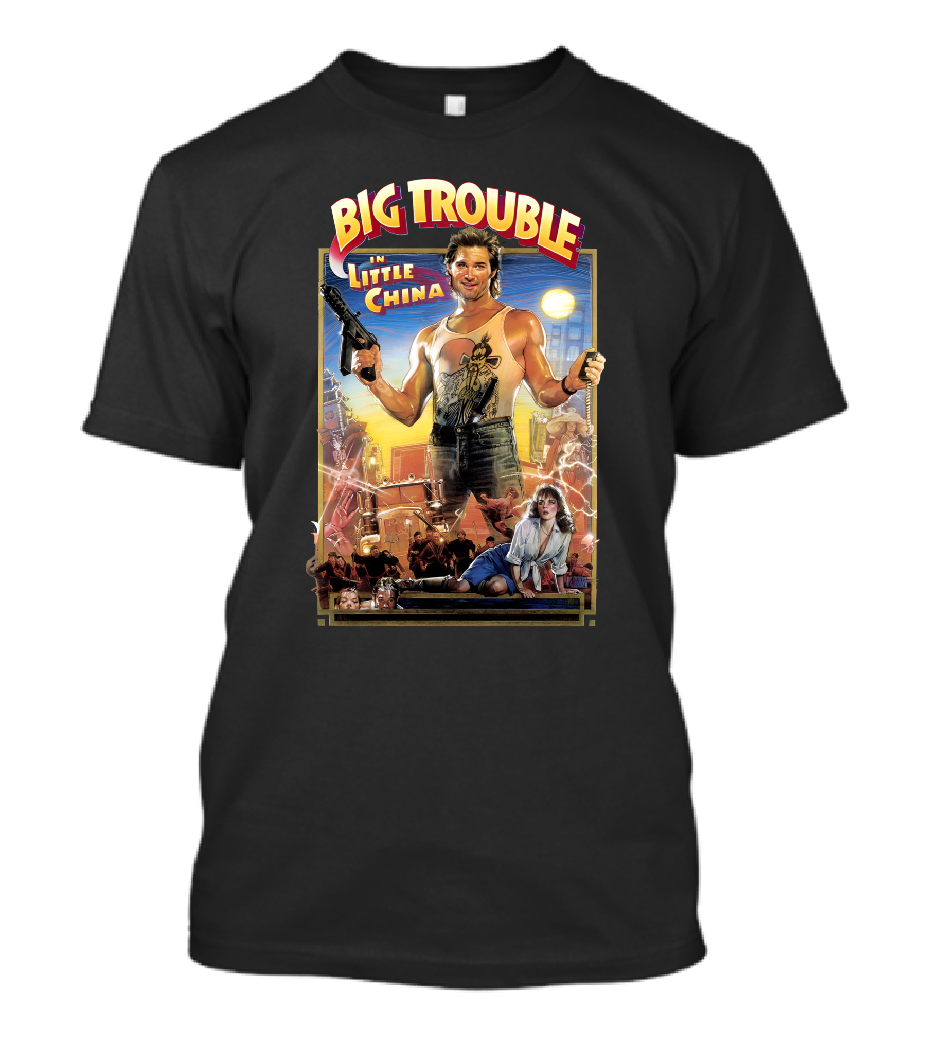 Big Trouble In Little China Movie Poster With Hero And Action Scenes T-Shirt