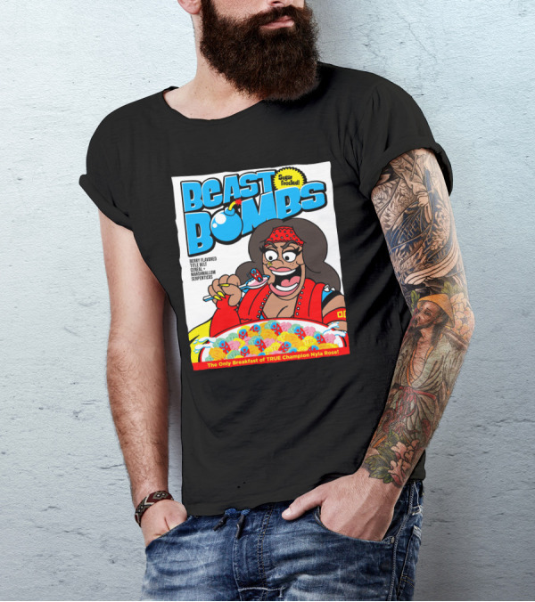 BEAST BOMBS Sugar Frosted Berry Flavored Title Belt Cereal With Marshmallow Serpenticos The Only Breakfast Of True Champion Nyla Rose T-Shirt