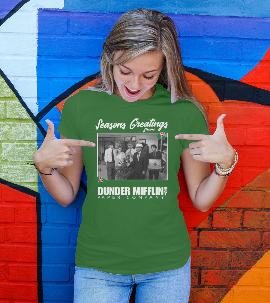 Seasons Greetings From Dunder Mifflin Paper Company Holiday Photo T-Shirt