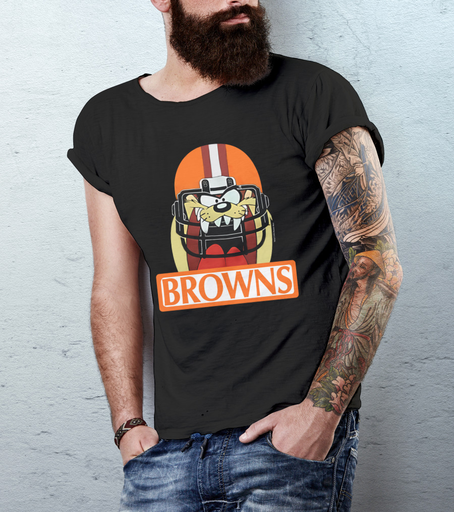 Cleveland Browns Tazmanian Devil Browns Football Helmet T-Shirt