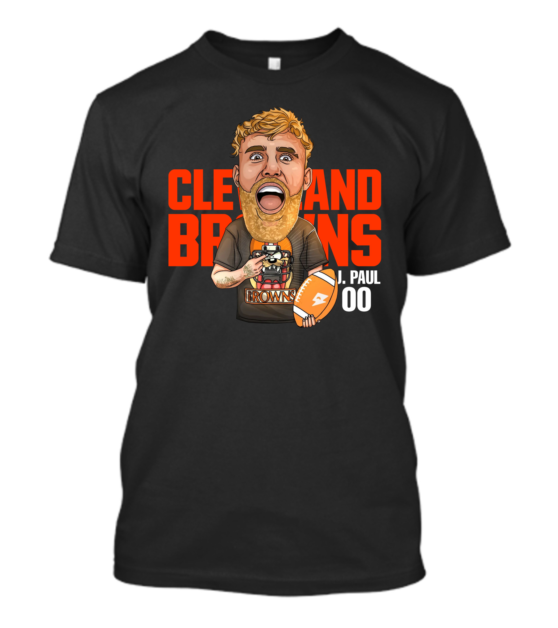 Cleveland Browns J. Paul 00 Football Illustration - Agha Noor T-Shirt