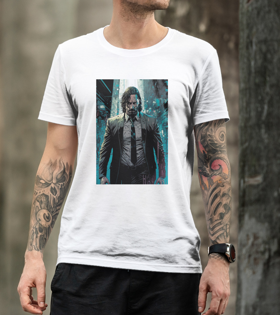 John Wick Comic Style Noir Scene T-Shirt
