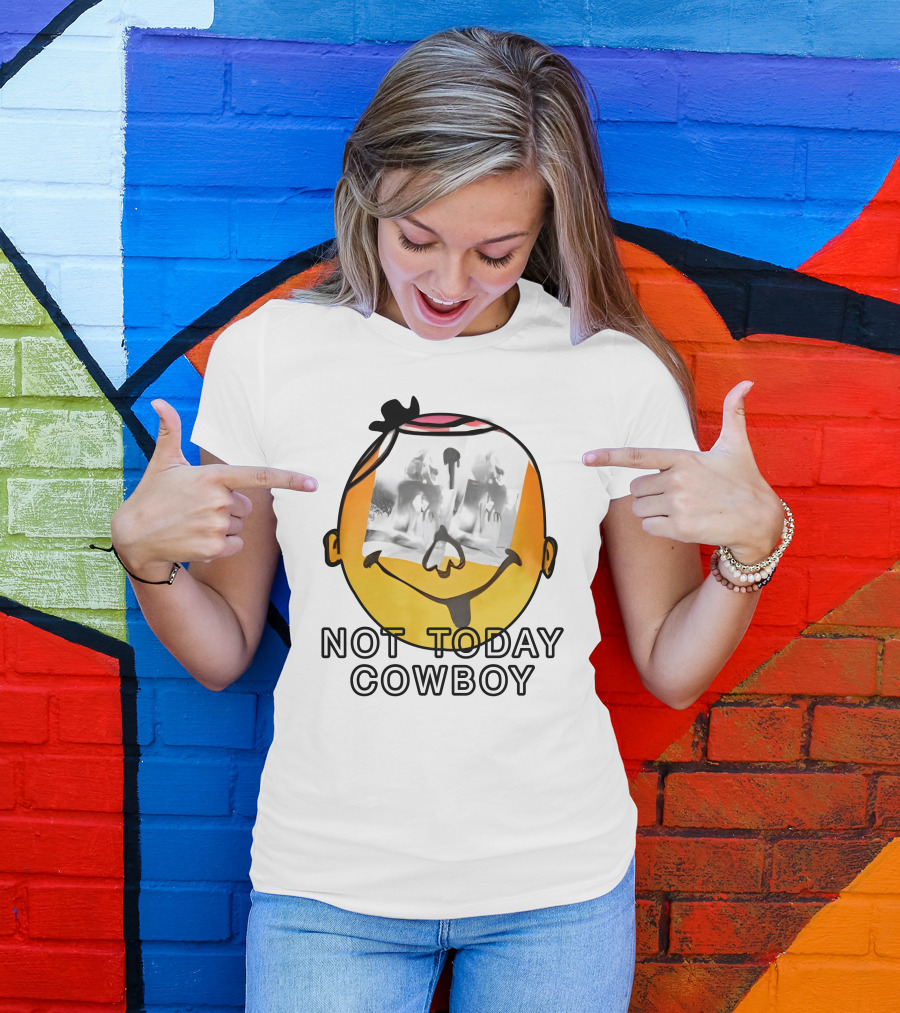 Not Today Cowboy Smiley With Abstract Overlay T-Shirt