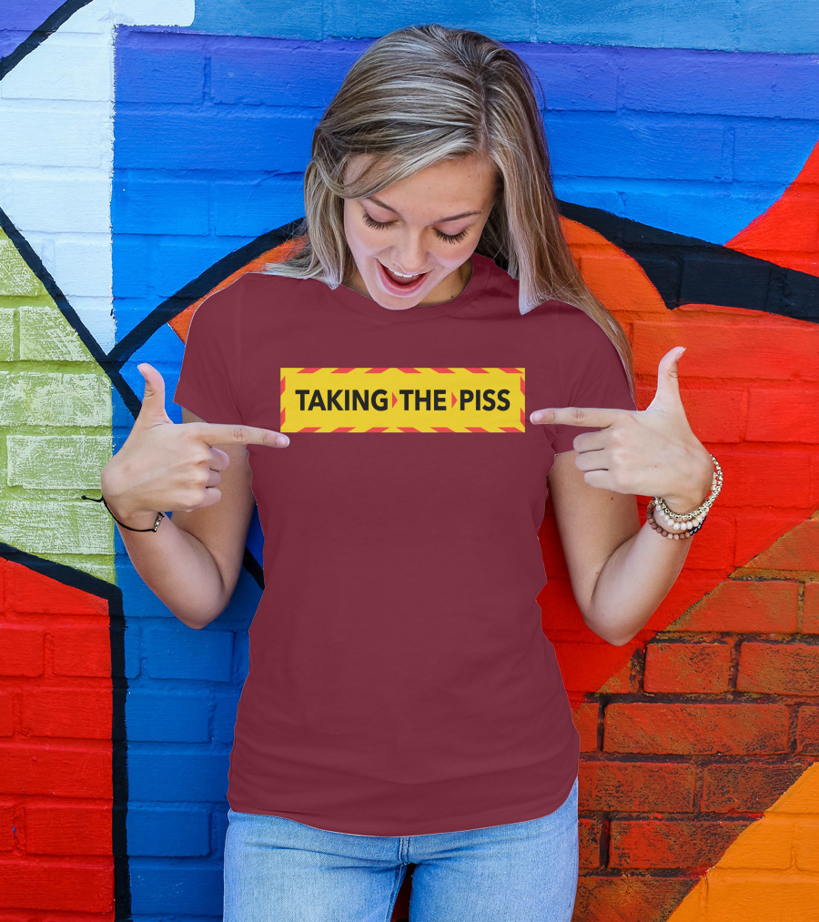 TAKING THE PISS Yellow Black Striped Warning Sign T-Shirt