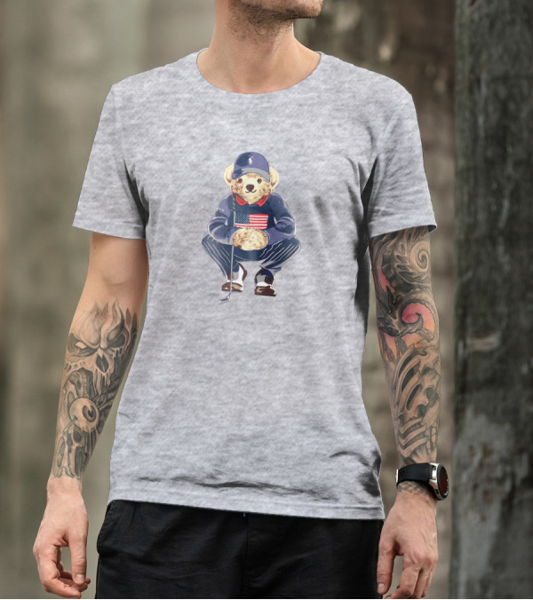 Justin Thomas Polo Golf Bear USA Flag T-Shirt