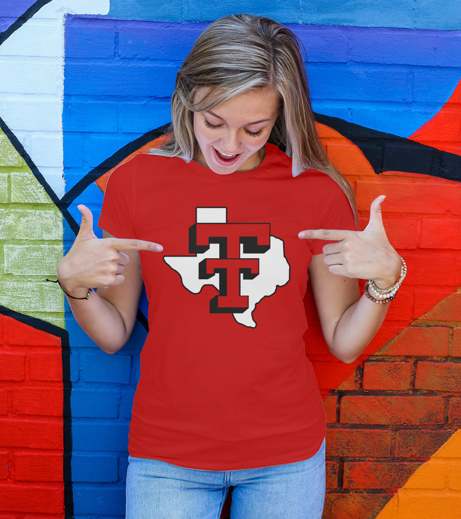 Texas Tech Red Raiders Double T Texas Outline T-Shirt