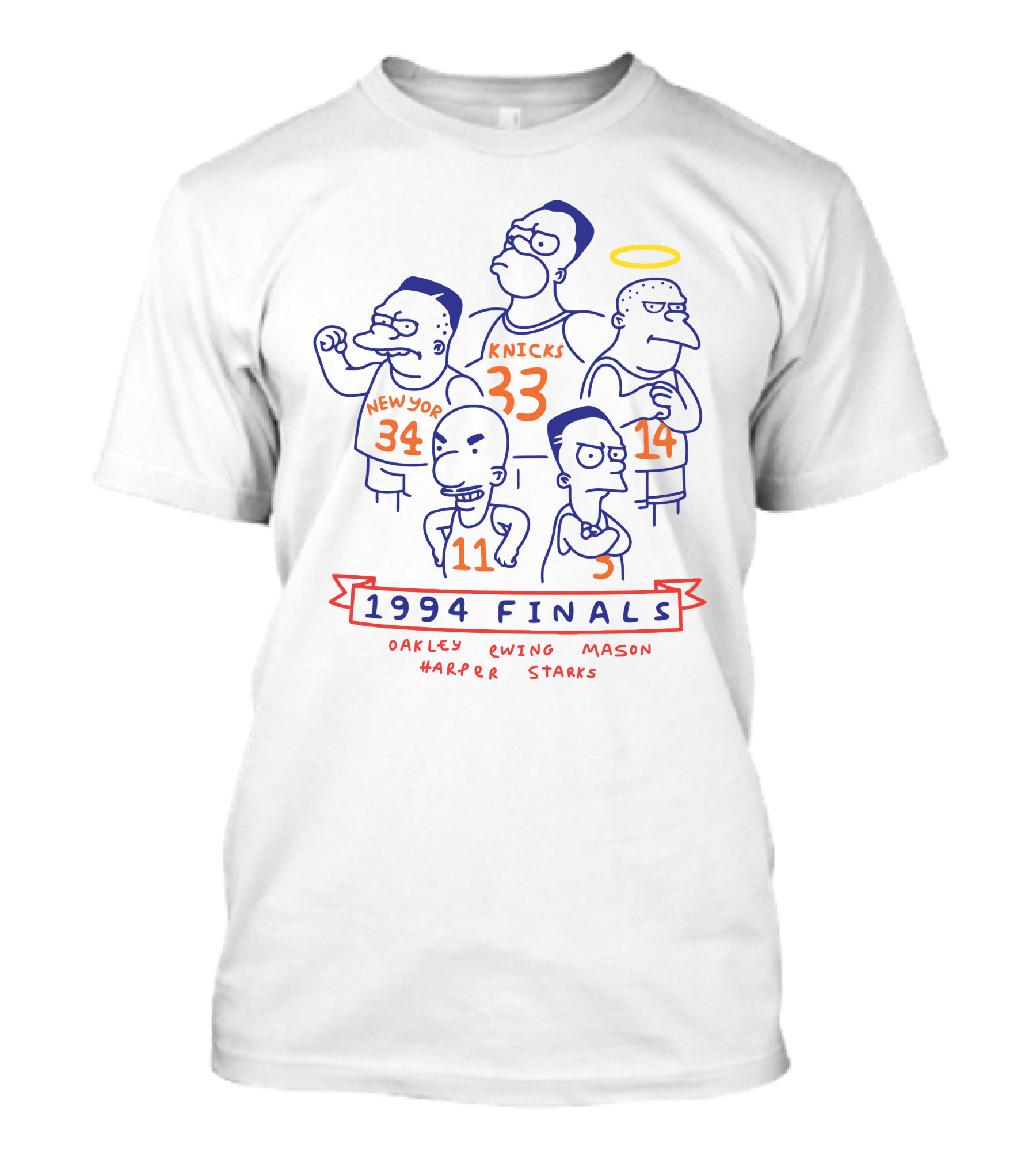 1994 Finals Oakley Ewing Mason Harper Starks Knicks Simpsons T-Shirt