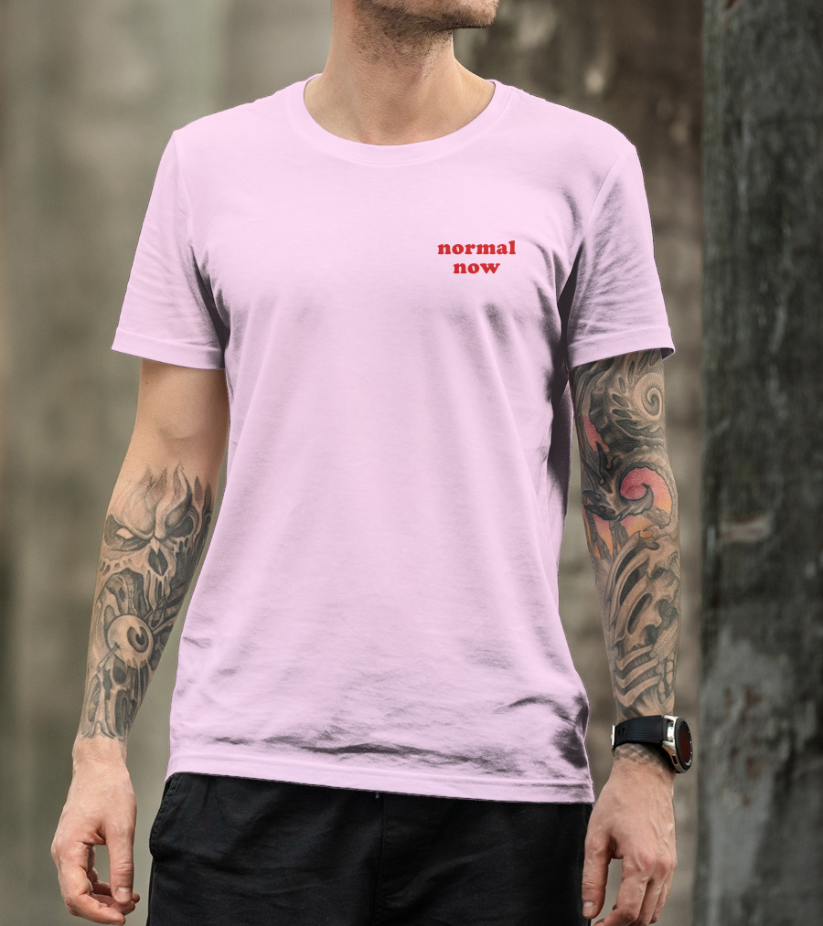 Normal Now Text Red On Light Pink T-Shirt