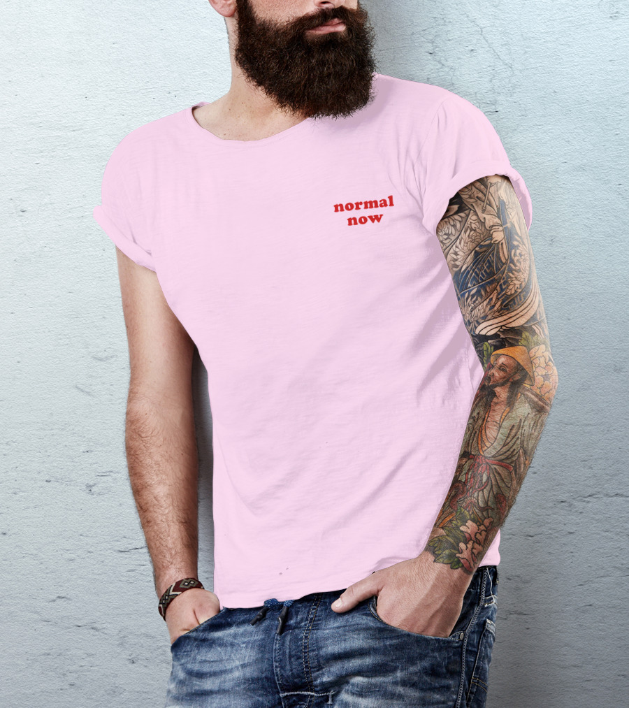 Normal Now Text Red On Light Pink T-Shirt