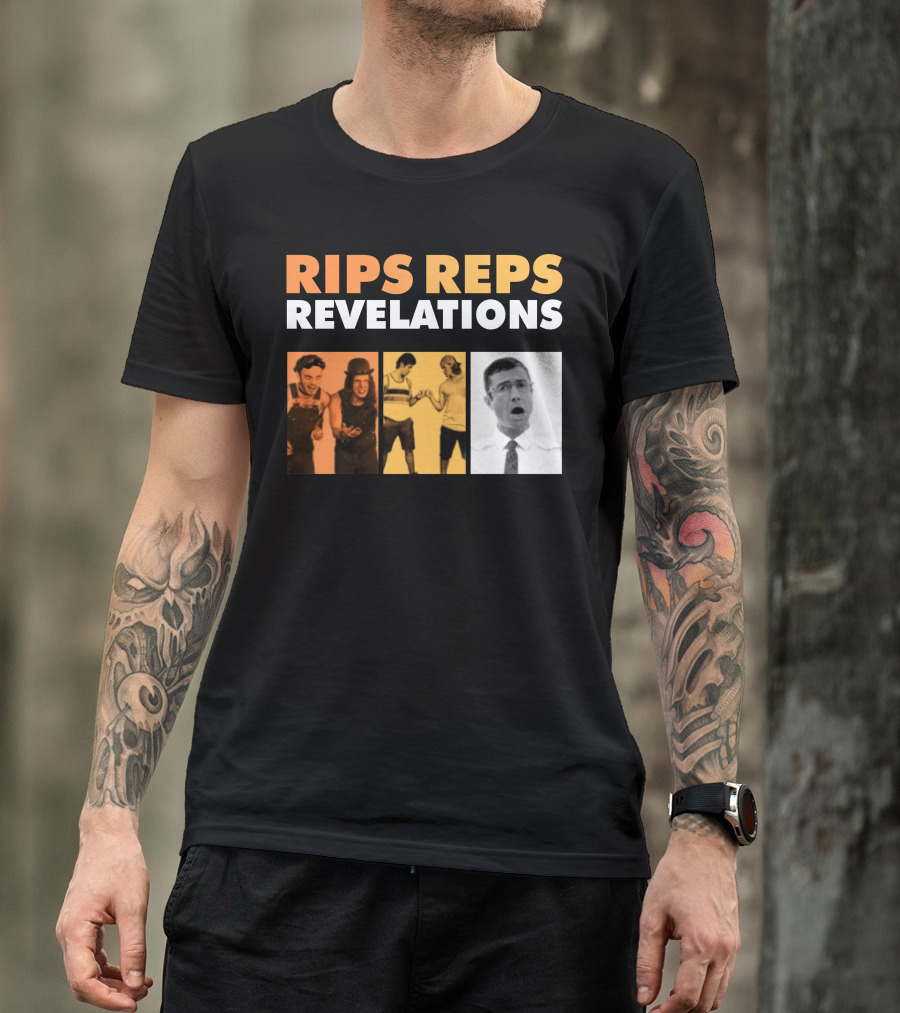 Rips Reps Revelations Classic Comedy Flexing Surprised Expression T-Shirt