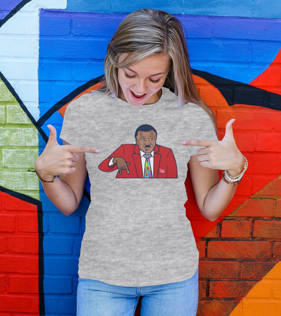 Basketball Analyst Fashion Red Suit Icon Horns Down Gesture T-Shirt