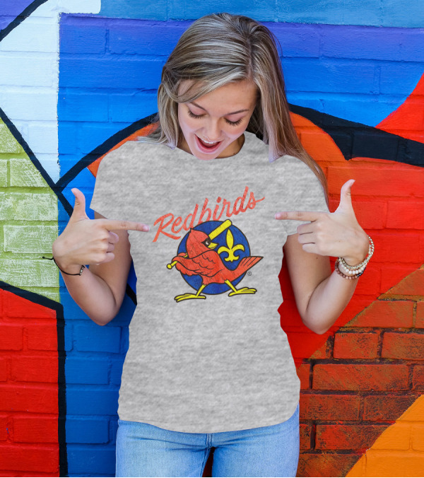 Redbirds Vintage Throwback Blue Circle Fleur-de-Lis T-Shirt