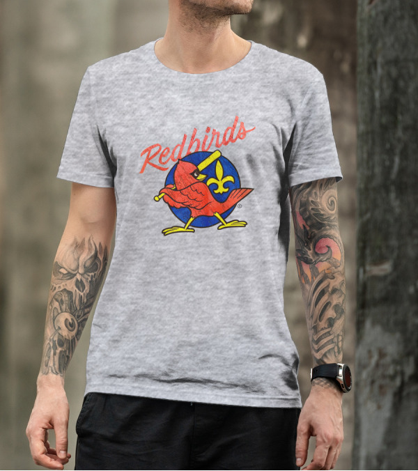Redbirds Vintage Throwback Blue Circle Fleur-de-Lis T-Shirt