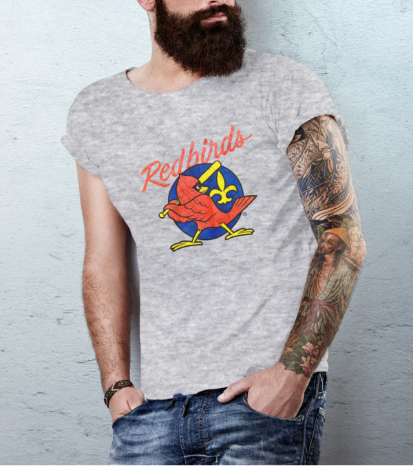 Redbirds Vintage Throwback Blue Circle Fleur-de-Lis T-Shirt