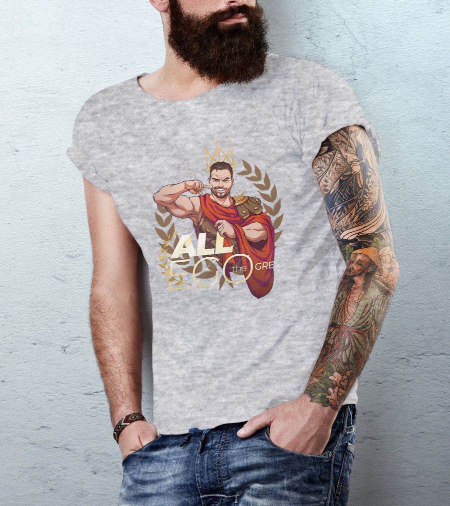All Ego The Great Greek Warrior With Crown And Laurel Wreath T-Shirt