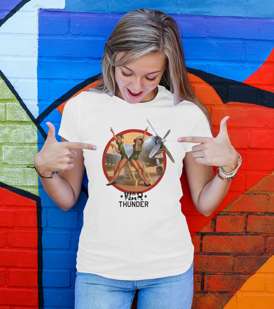 War Thunder 10 Year Anniversary Vintage Aircraft Pin-Up T-Shirt