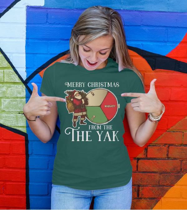 Merry Christmas From The Yak Santa's Naughty Nice Wheel T-Shirt