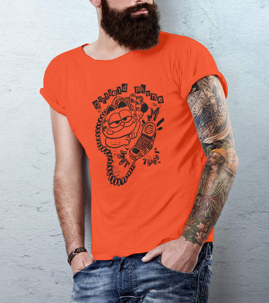 Craftsanity Shop Garfield Phone Relaxed Vintage Comic Vibe T-Shirt