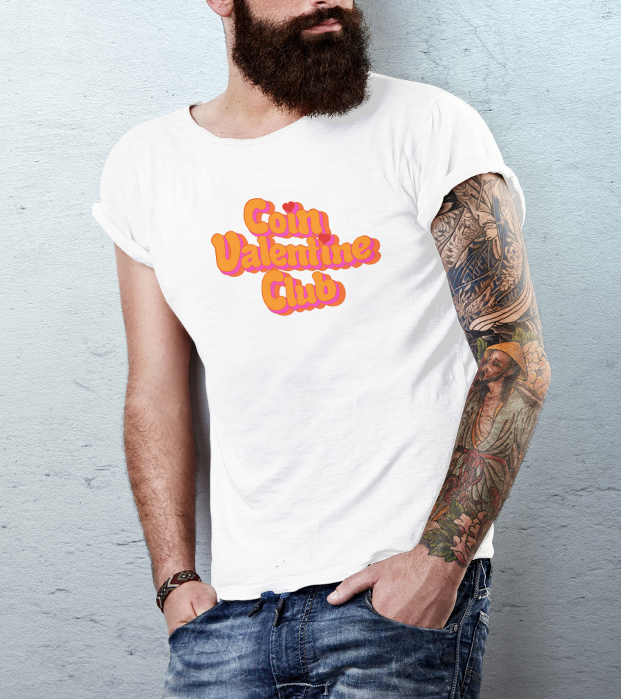 Coin Valentine Club Retro Style With Heart Accents T-Shirt