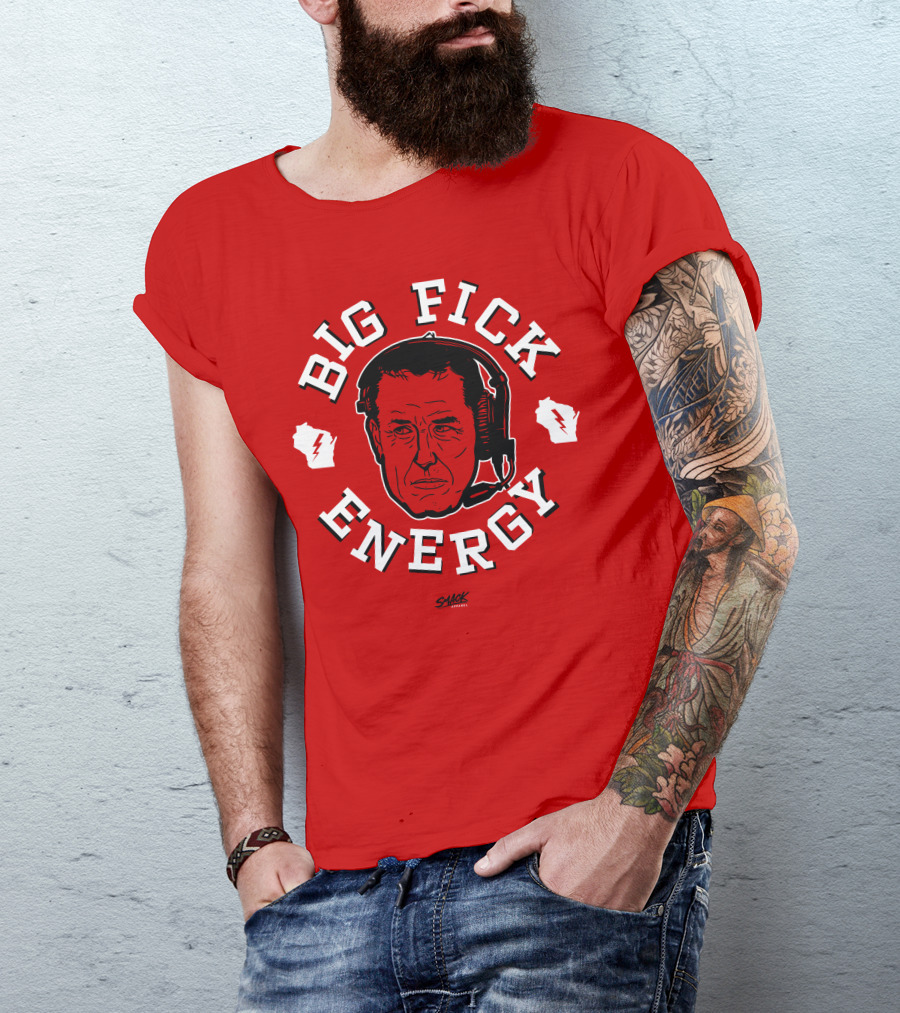 Big Fick Energy Smack Apparel Headset Illustration On Red T-Shirt