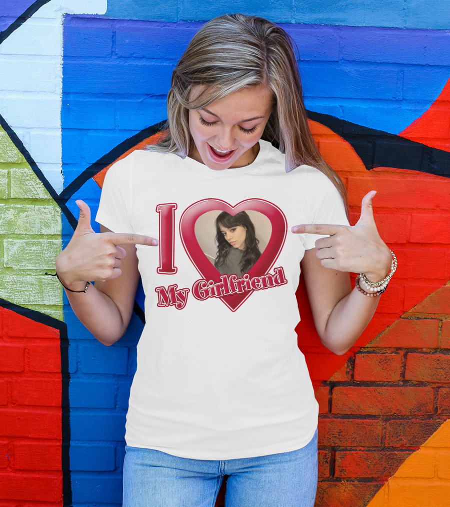 I Love My Girlfriend Jenna Ortega Heart Photo T-Shirt