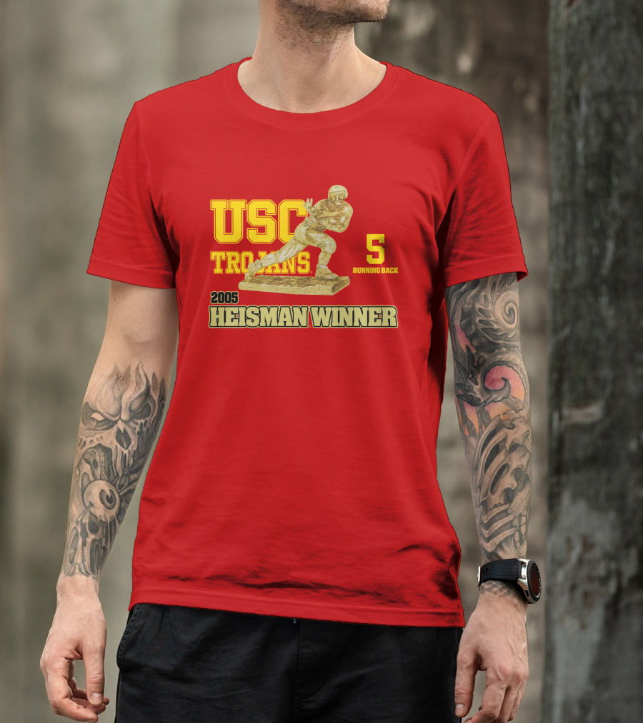 USC Trojans 5 Running Back 2005 Heisman Winner Football Achievement T-Shirt