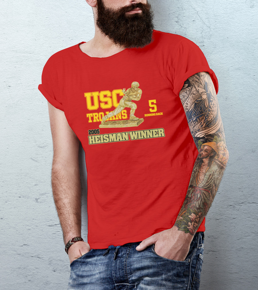 USC Trojans 5 Running Back 2005 Heisman Winner Football Achievement T-Shirt