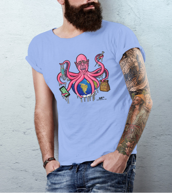 Schwabtopus Earth Bio Check Mask Happy Meal Dripping Syringe T-Shirt