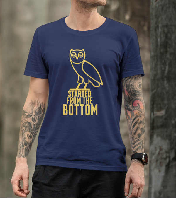 Mr Hodl Bitcoin Started From The Bottom Owl Bitcoin Eyes T-Shirt