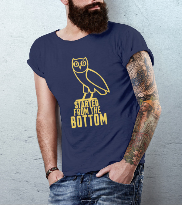 Mr Hodl Bitcoin Started From The Bottom Owl Bitcoin Eyes T-Shirt