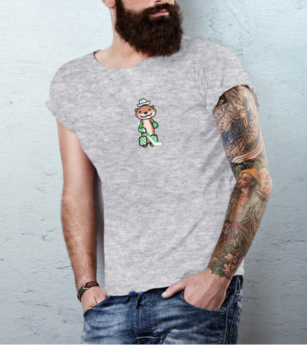 Otter Cowboy With Hockey Stick T-Shirt