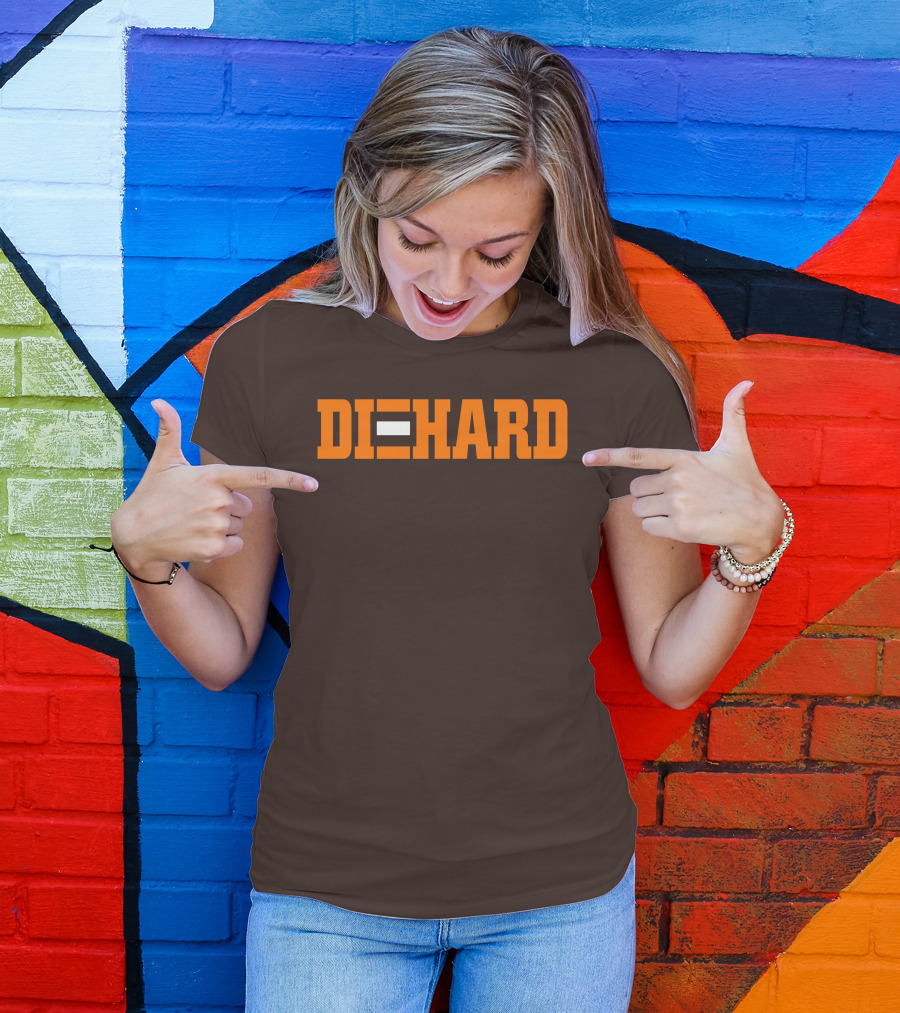 Yvette Diehard Equal Symbol Text In Bold Orange Font T-Shirt