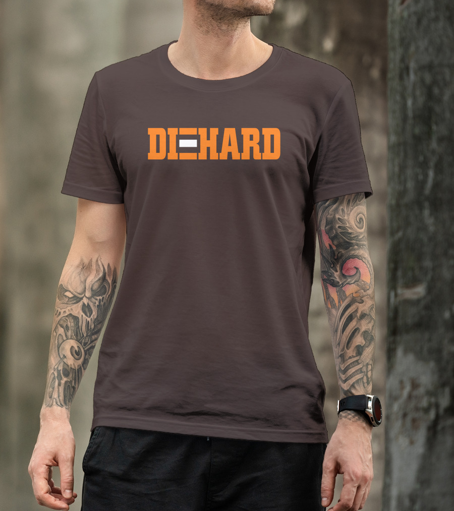 Yvette Diehard Equal Symbol Text In Bold Orange Font T-Shirt
