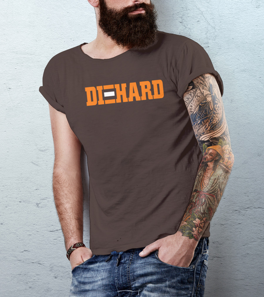 Yvette Diehard Equal Symbol Text In Bold Orange Font T-Shirt