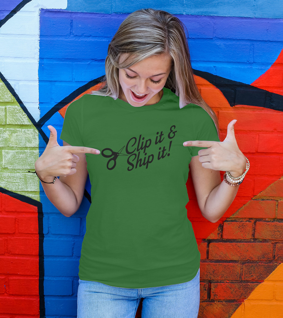 Clip It And Ship It Scissors Icon Text T-Shirt