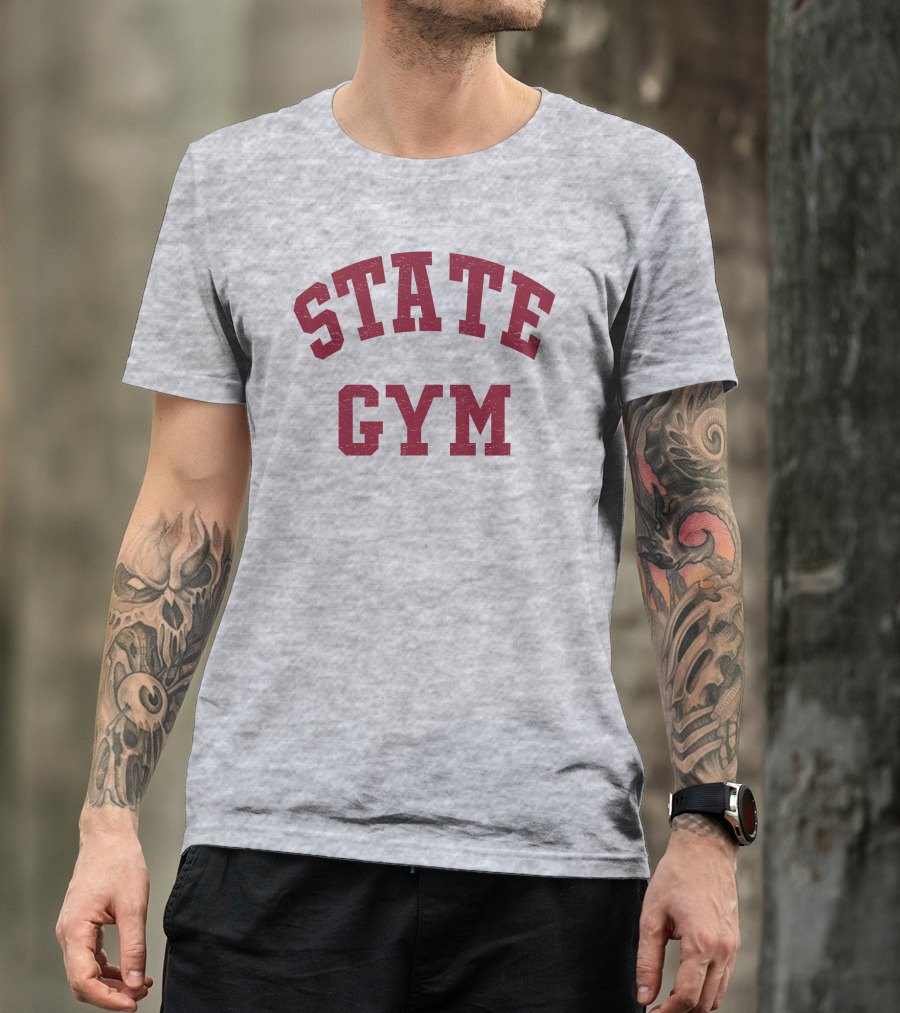 State Gym Vintage Athletic Typography T-Shirt