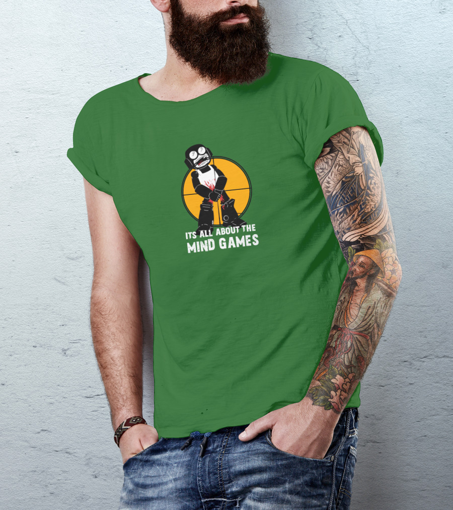 Its All About The Mind Games Targeted Character With Bloodstained Bat T-Shirt