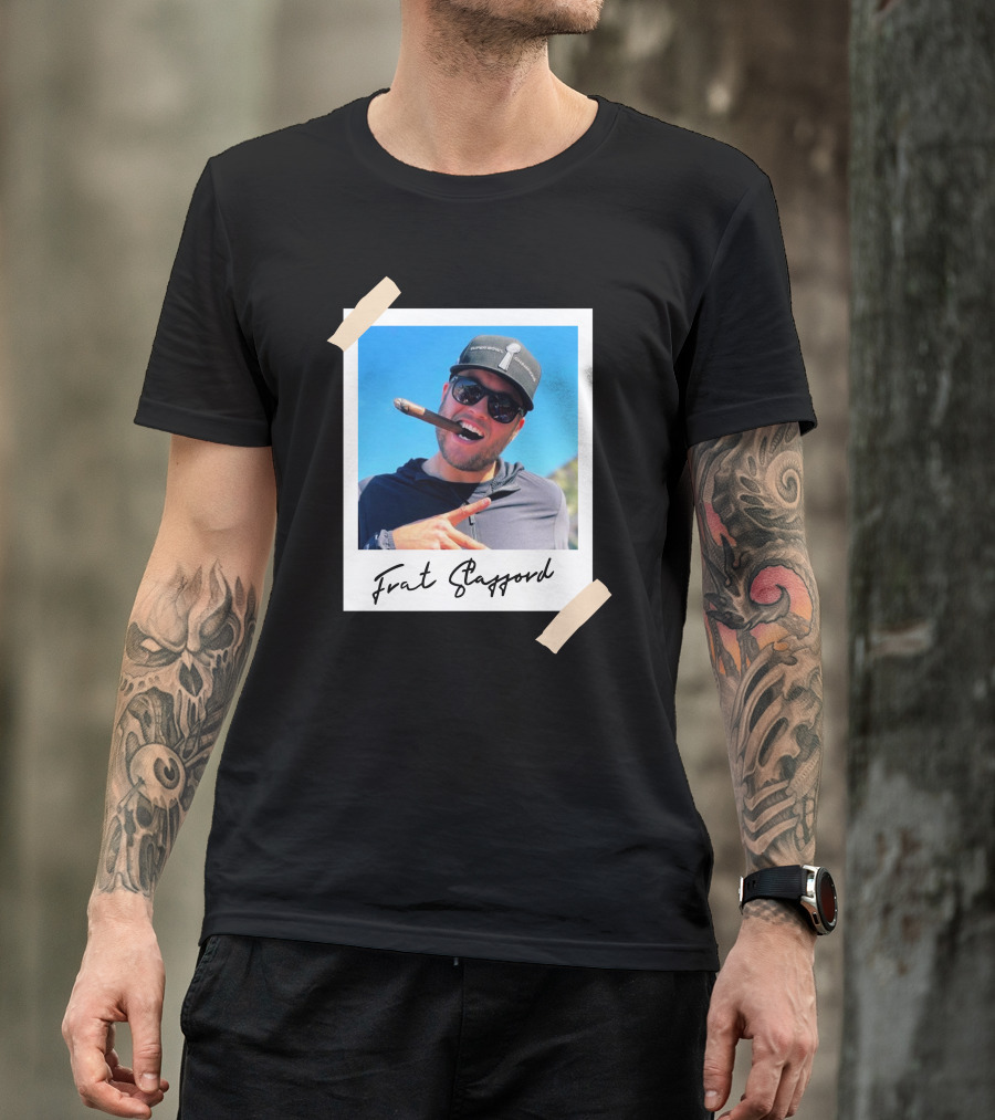 Frat Stafford Cigar Photo Wearing Hat T-Shirt