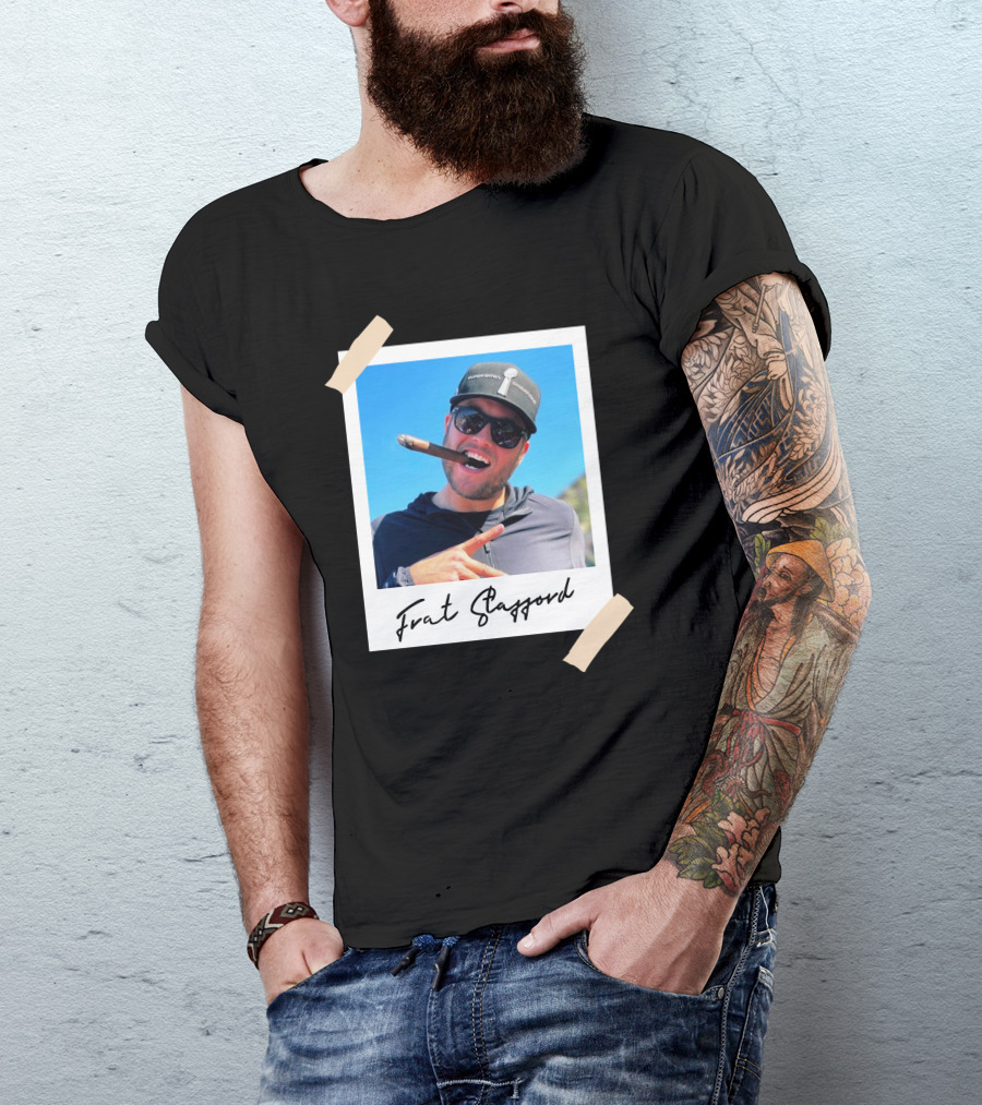 Frat Stafford Cigar Photo Wearing Hat T-Shirt