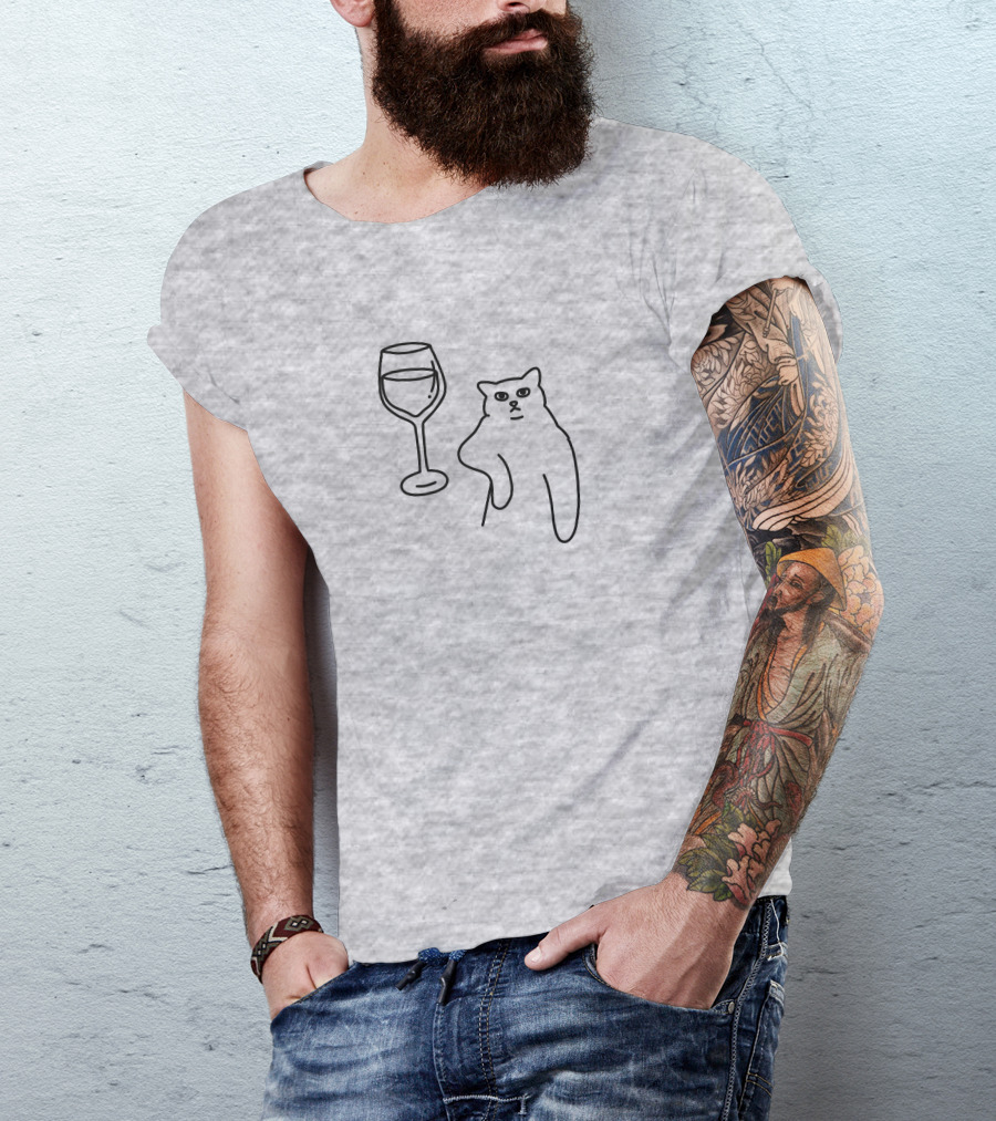 Chat De Vin Wine Glass Cat T-Shirt
